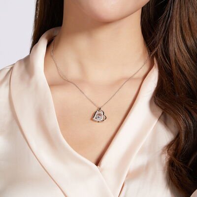 Moissanite 925 Sterling Silver Heart Necklace for Women