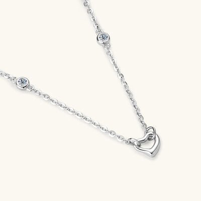 Moissanite 925 Sterling Silver Heart Necklace for Elegance