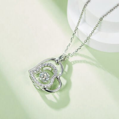 Moissanite 925 Sterling Silver Heart Necklace for Women