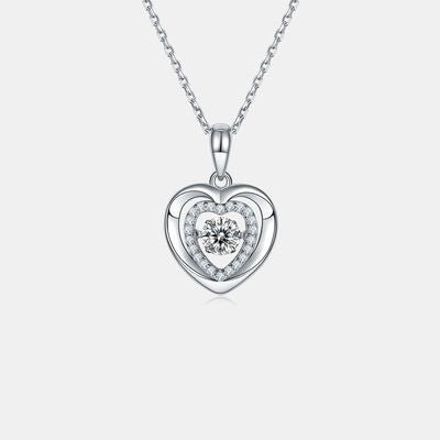 Moissanite 925 Sterling Silver Heart Necklace for Lovers