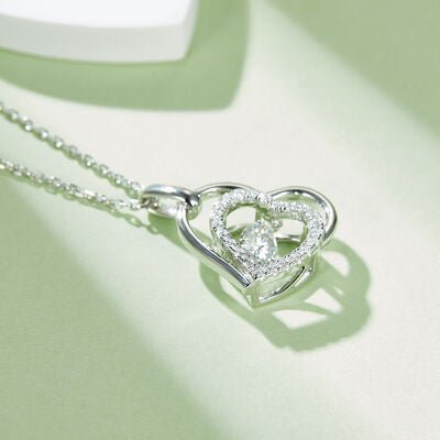 Moissanite 925 Sterling Silver Heart Necklace for Women