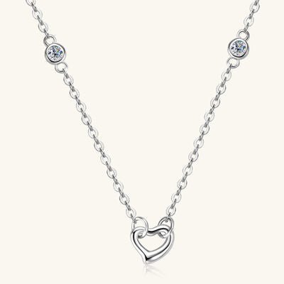 Moissanite 925 Sterling Silver Heart Necklace for Elegance