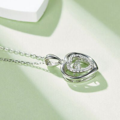 Moissanite 925 Sterling Silver Heart Necklace for Lovers