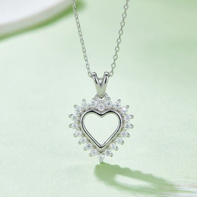 Moissanite 925 Sterling Silver Heart Pendant Necklace Gift