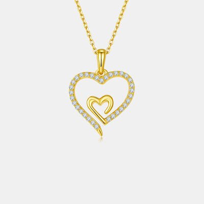 Moissanite 925 Sterling Silver Heart Pendant Necklace Gift