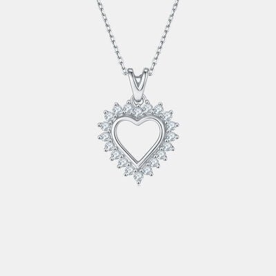 Moissanite 925 Sterling Silver Heart Pendant Necklace Gift