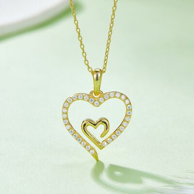 Moissanite 925 Sterling Silver Heart Pendant Necklace Gift