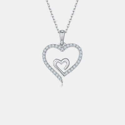 Moissanite 925 Sterling Silver Heart Pendant Necklace Gift
