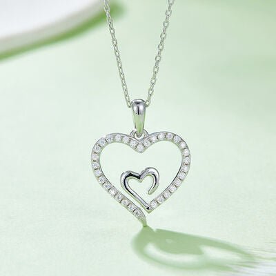 Moissanite 925 Sterling Silver Heart Pendant Necklace Gift
