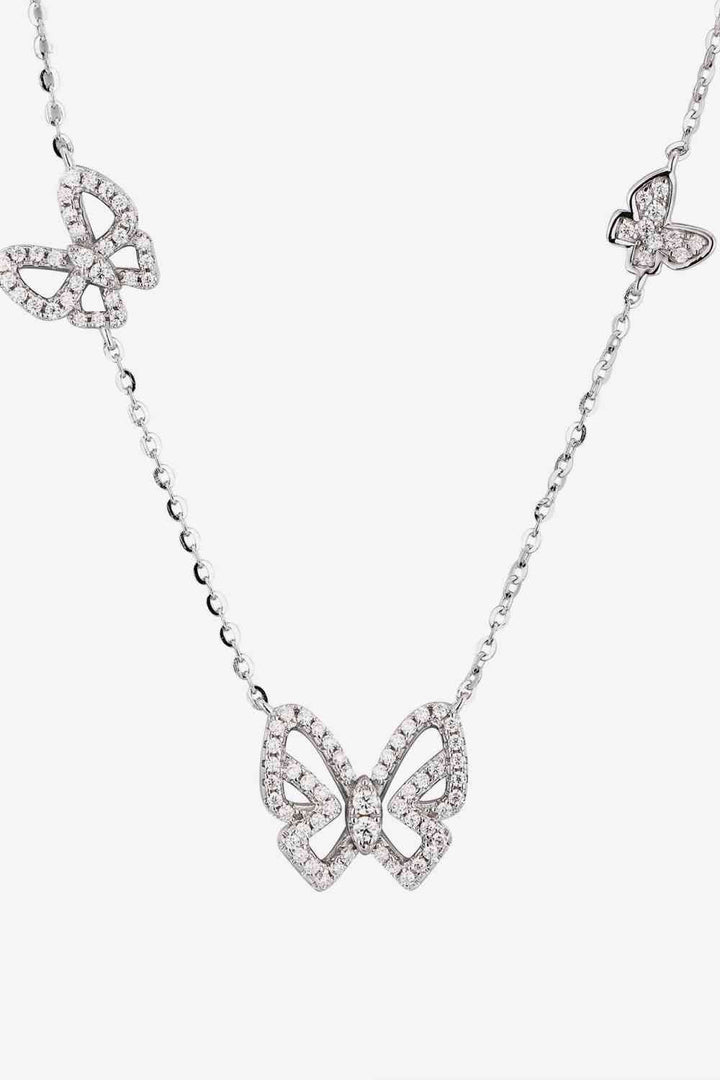 Moissanite Butterfly Shape Necklace in Sterling Silver