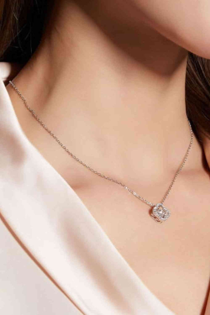 Stunning Moissanite Four Leaf Clover Pendant Necklace