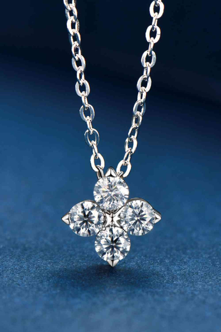 Moissanite Four Leaf Clover Pendant Necklace in Silver
