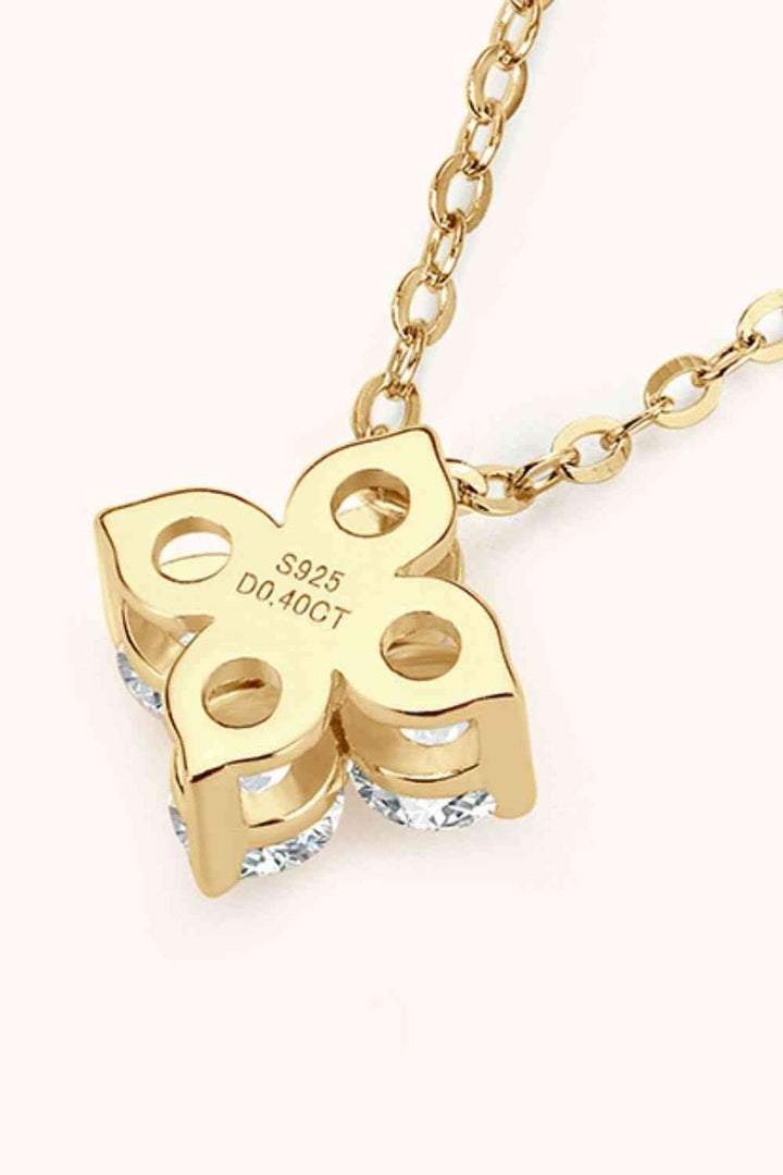 Moissanite Four Leaf Clover Pendant Necklace in Silver