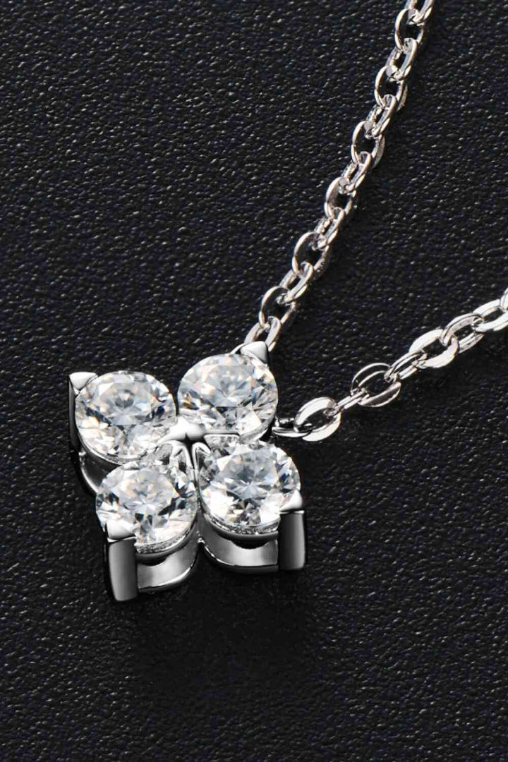 Moissanite Four Leaf Clover Pendant Necklace in Silver