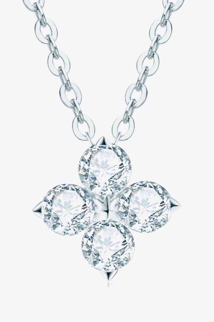 Moissanite Four Leaf Clover Pendant Necklace in Silver