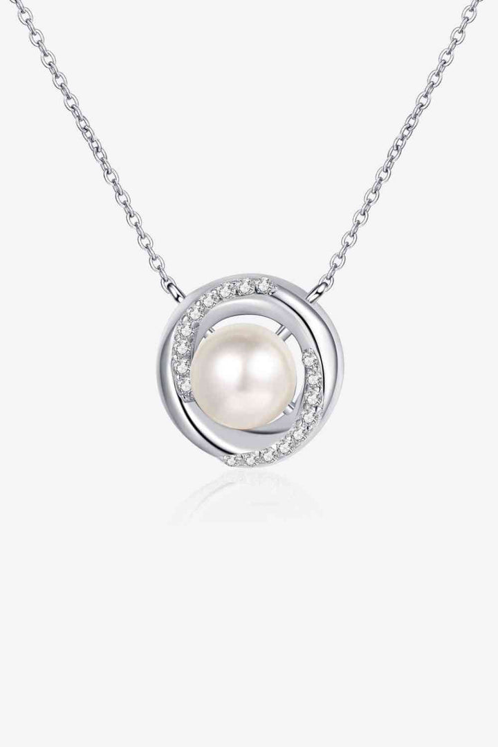 Moissanite Pearl Rhodium-Plated Necklace for Elegant Style