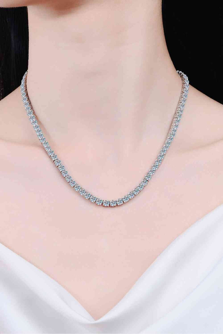 Moissanite Rhodium-Plated Necklace with Dazzling Sparkle