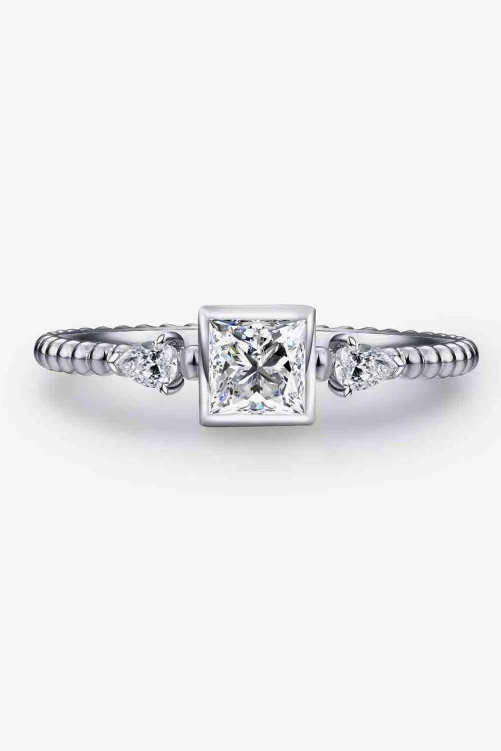 Moissanite Square Shape 925 Sterling Silver Ring for Elegance