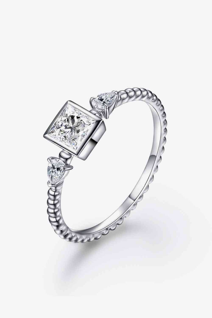 Moissanite Square Shape 925 Sterling Silver Ring for Elegance