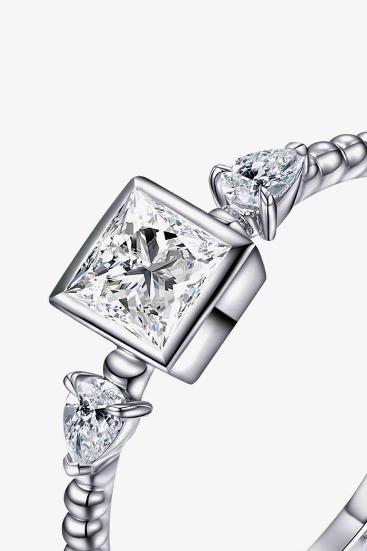 Moissanite Square Shape 925 Sterling Silver Ring for Elegance