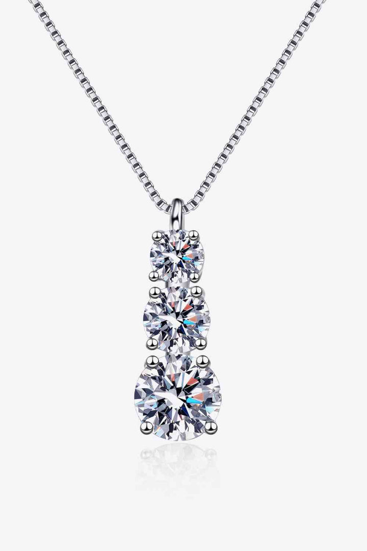 Moissanite Triple-Pendant Necklace in Sterling Silver Design