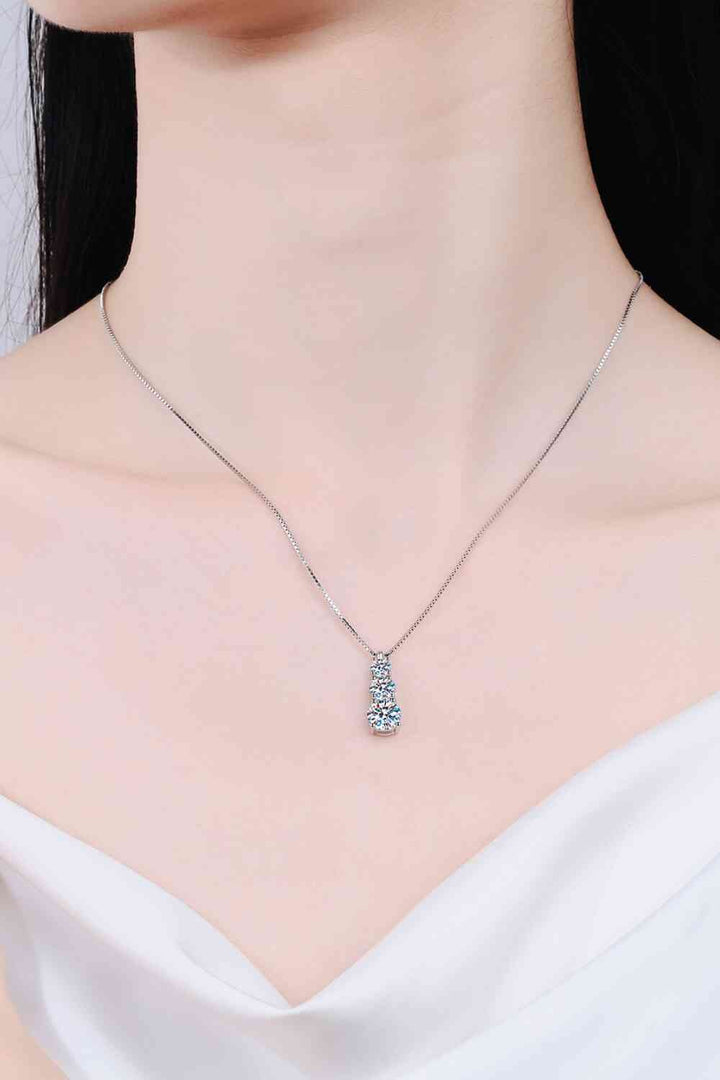 Moissanite Triple-Pendant Necklace in Sterling Silver Design