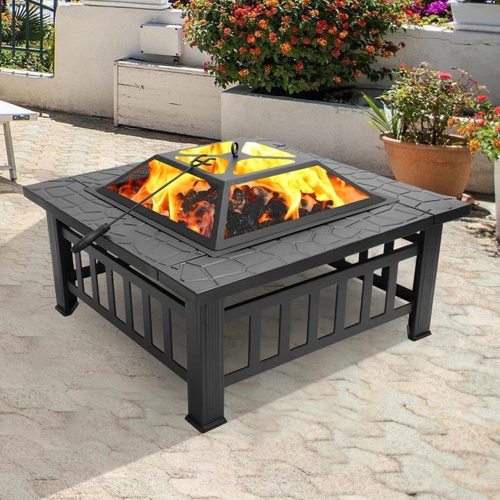 Multi-purpose 32-inch Metal Portable Courtyard Fire Pit with Accessories