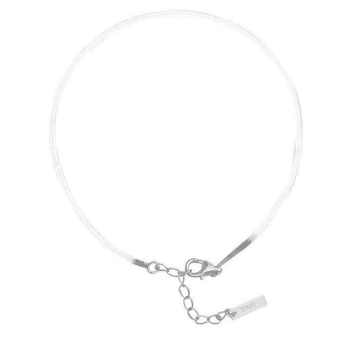 New Trendy Anklet Ins Cold Style Sterling Silver Anklet Female Snake Bone Chain Niche Design Ankle Chain