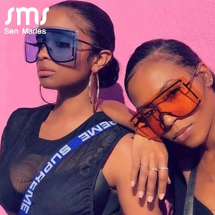 Chic Gradient Oversized Sunglasses for Women in Blue and Yellow