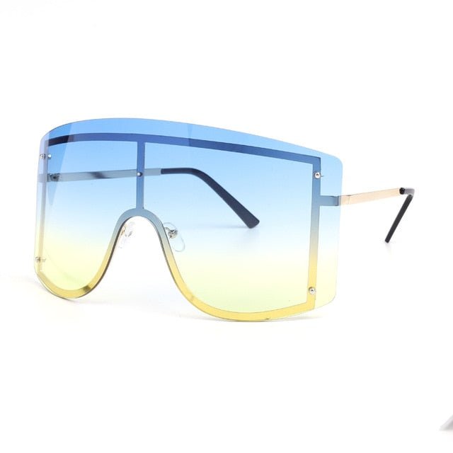 Chic Gradient Oversized Sunglasses for Women in Blue and Yellow