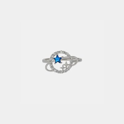 Planet Shape Inlaid Zircon 925 Sterling Silver Ring Elegance