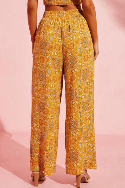 Chic Floral Wide Leg Pants with Convenient Pockets for You