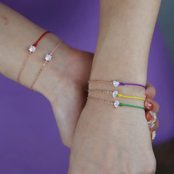 "Rose Gold Plated Spring Chain with 925 Sterling Silver, featuring 5A Round, Heart, and Oval Shapes"