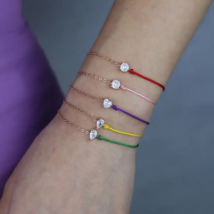 "Rose Gold Plated Spring Chain with 925 Sterling Silver, featuring 5A Round, Heart, and Oval Shapes"