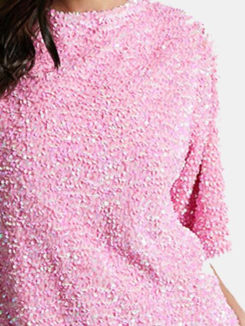 Dazzling Sequin Mini Dress with Stylish Tie-Back and Half Sleeves
