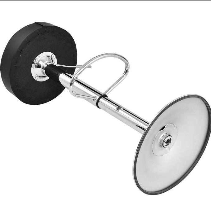 Set of 2 Black Adjustable Round Faux Leather Swivel Bar Stools