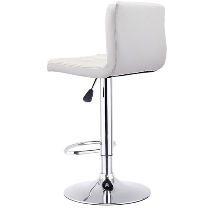 Set of 2 White Faux Leather Swivel Bar Stools Pub Chairs