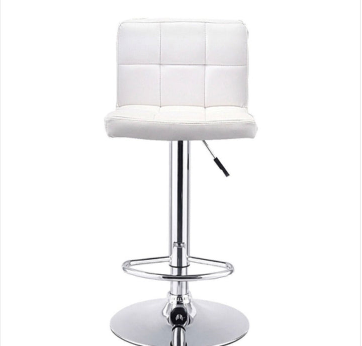 Set of 2 White Faux Leather Swivel Bar Stools Pub Chairs