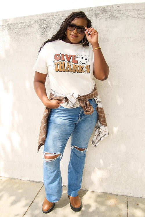 Thankful Spirit Full Size GIVE THANKS Short Sleeve Tee