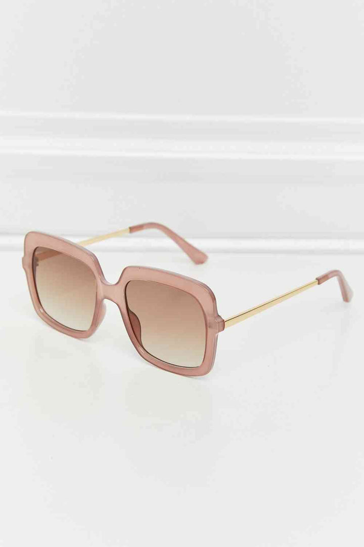 Hybrid Square Sunglasses with Metal-Plastic Temples