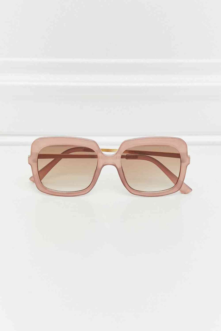 Hybrid Square Sunglasses with Metal-Plastic Temples