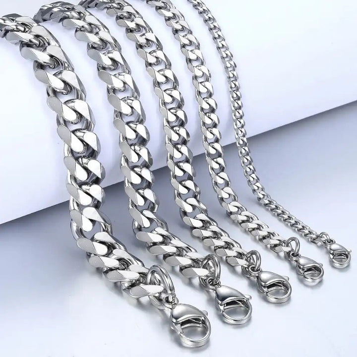 Stainless Steel Curb Cuban Link Bracelets for Men - A Range of 3-11mm Sizes