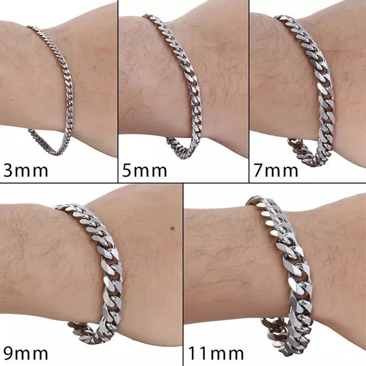 Stainless Steel Curb Cuban Link Bracelets for Men - A Range of 3-11mm Sizes
