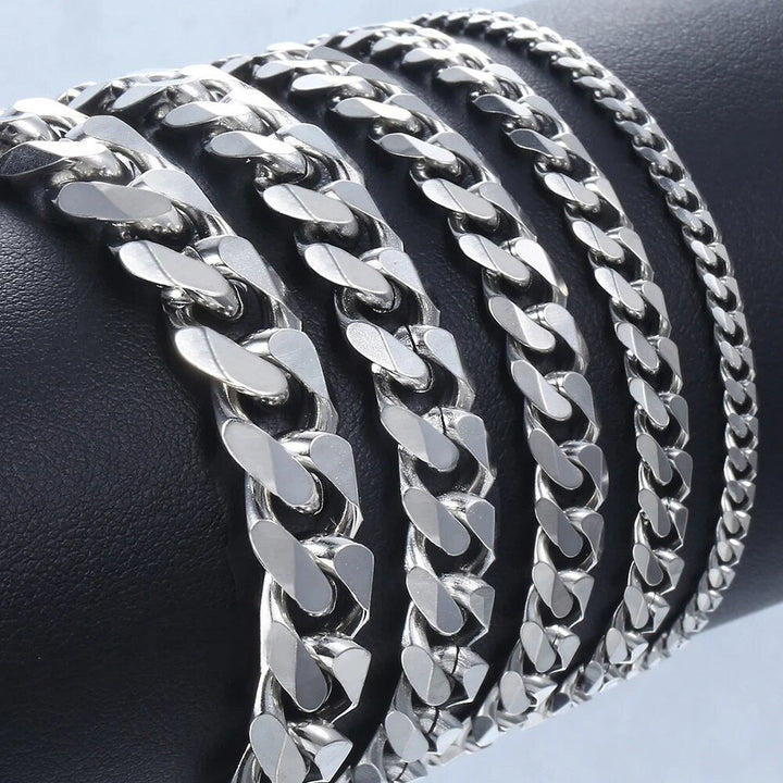 Stainless Steel Curb Cuban Link Bracelets for Men - A Range of 3-11mm Sizes