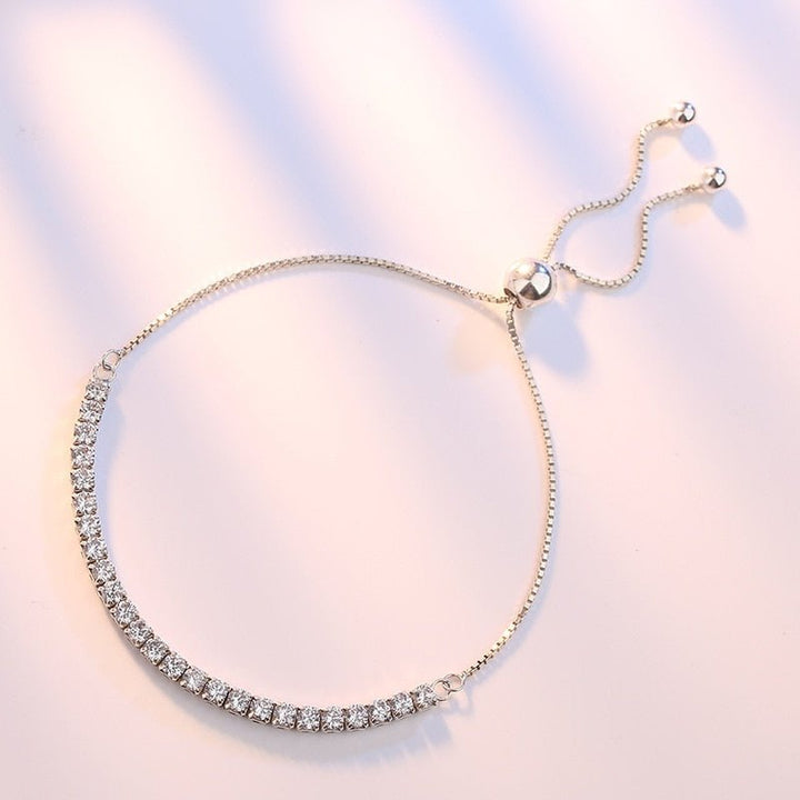 Sterling Silver Sparkling Strand Bracelet Women Link Tennis