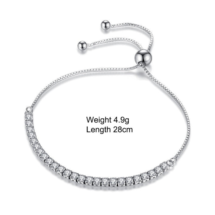 Sterling Silver Sparkling Strand Bracelet Women Link Tennis