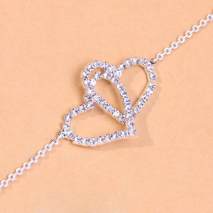 Summer Beach Rhinestone Heart Anklet