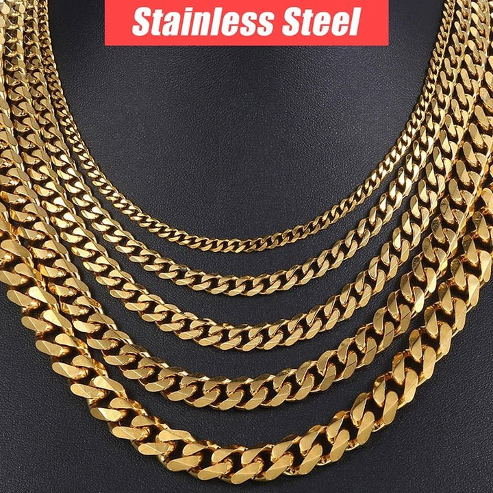 Unisex Stainless Steel Necklace with Cuban Curb Link Chain for Both Men and Women