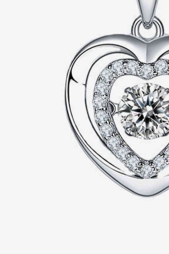 Moissanite Heart Pendant Necklace in Sterling Silver