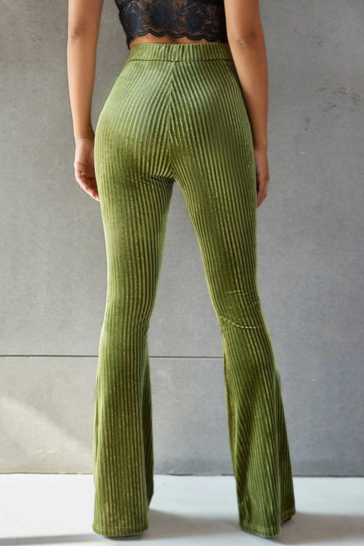 Sophisticated Ribbed High Waist Flare Pants